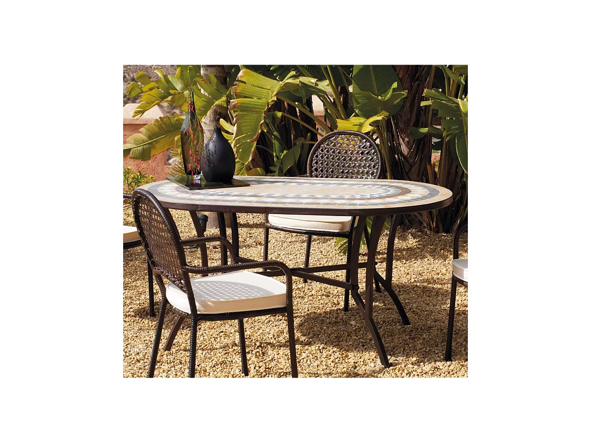 Mesa para terraza jardín mosaico Laredo-150,  (ancho-fondo-alto): 150x90x75H cm.