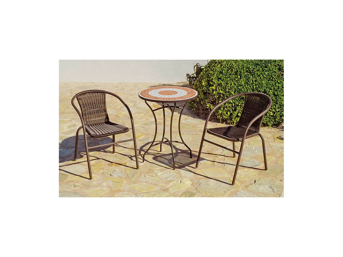 Mesa para terraza jardín mosaico Málaga-60, (Diámetro-Alto): 60Øx72H cm.