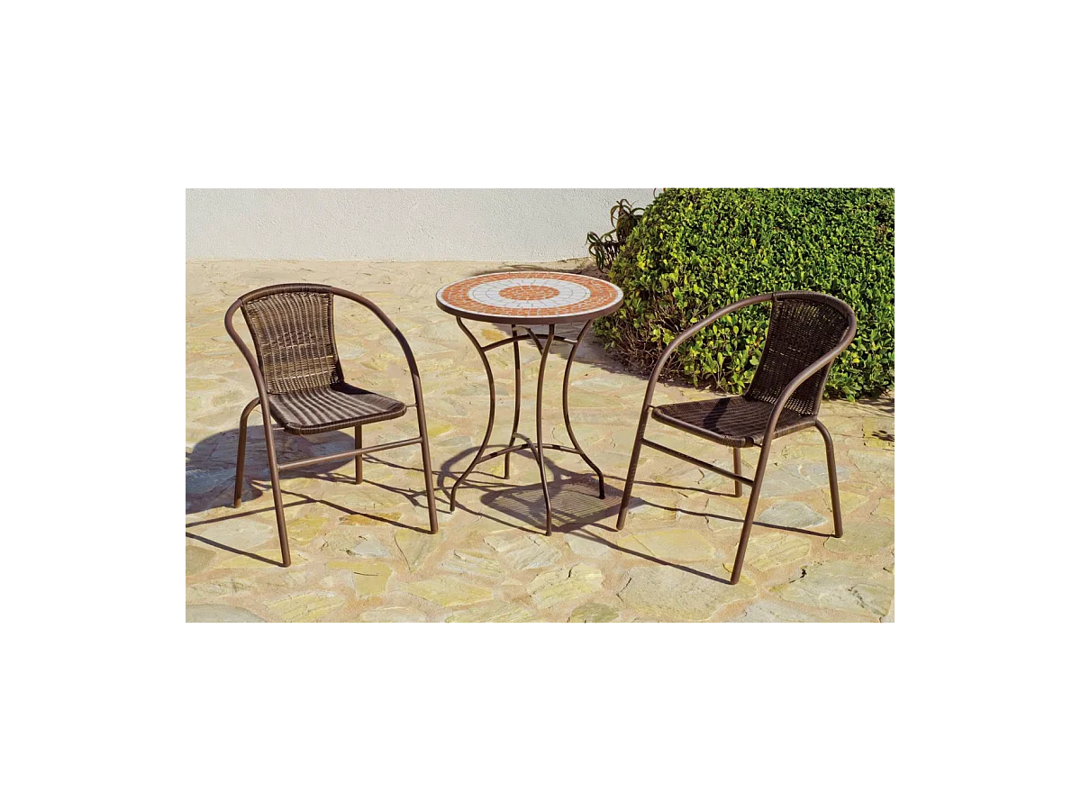 Mesa para terraza jardín mosaico Málaga-60, (Diámetro-Alto): 60Øx72H cm.
