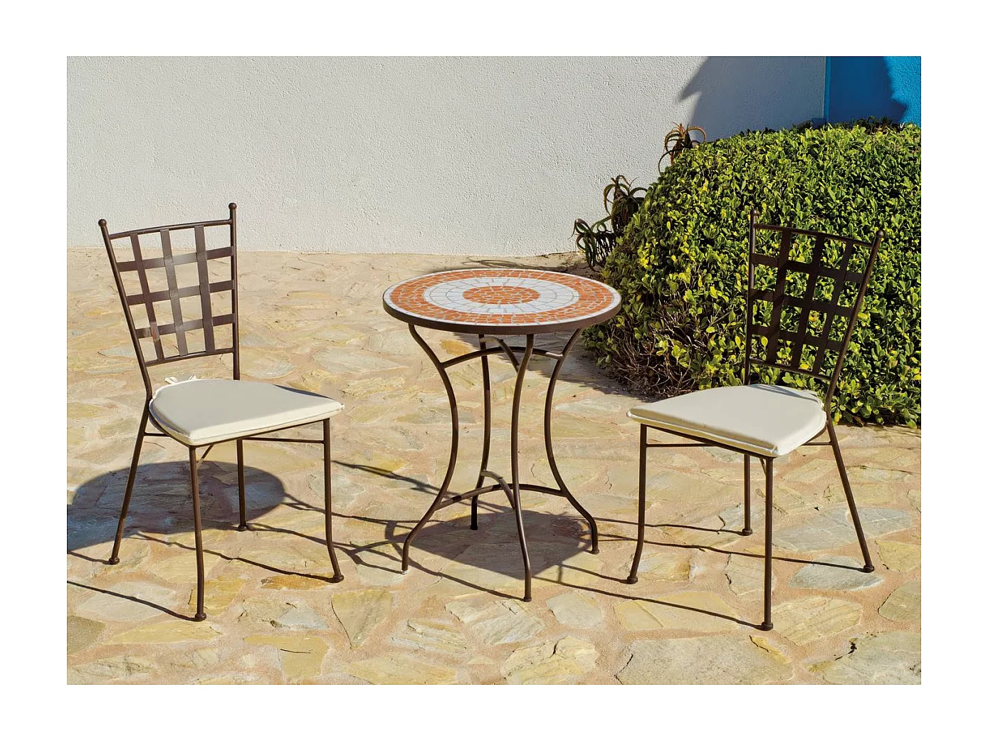 Mesa para terraza jardín mosaico Málaga-60, (Diámetro-Alto): 60Øx72H cm.
