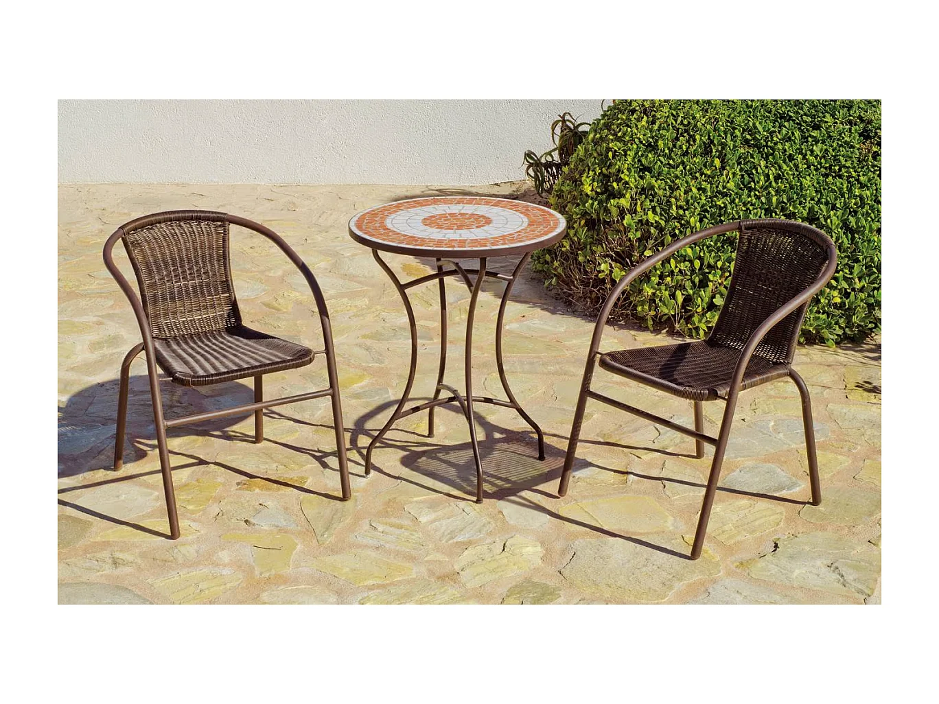Mesa para terraza jardín mosaico Málaga-60, (Diámetro-Alto): 60Øx72H cm.