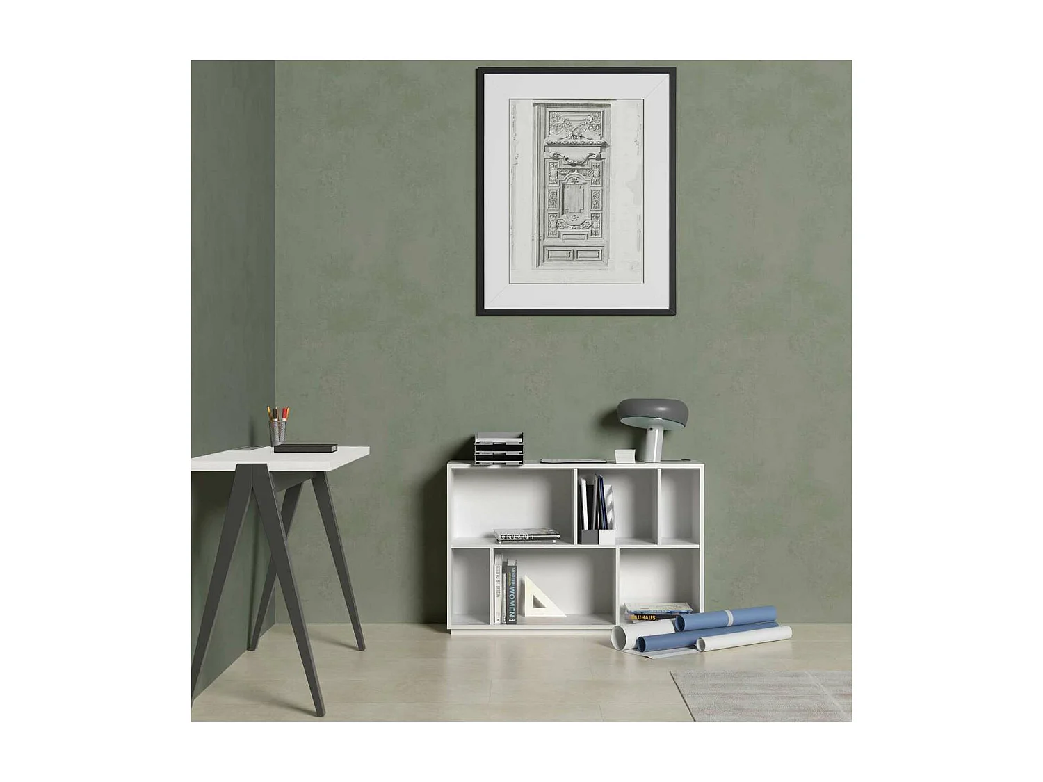 Estanteria 2 alturas modelo 547 acabado blanco. 80cm(alto), 119cm(ancho), 32cm(fondo).