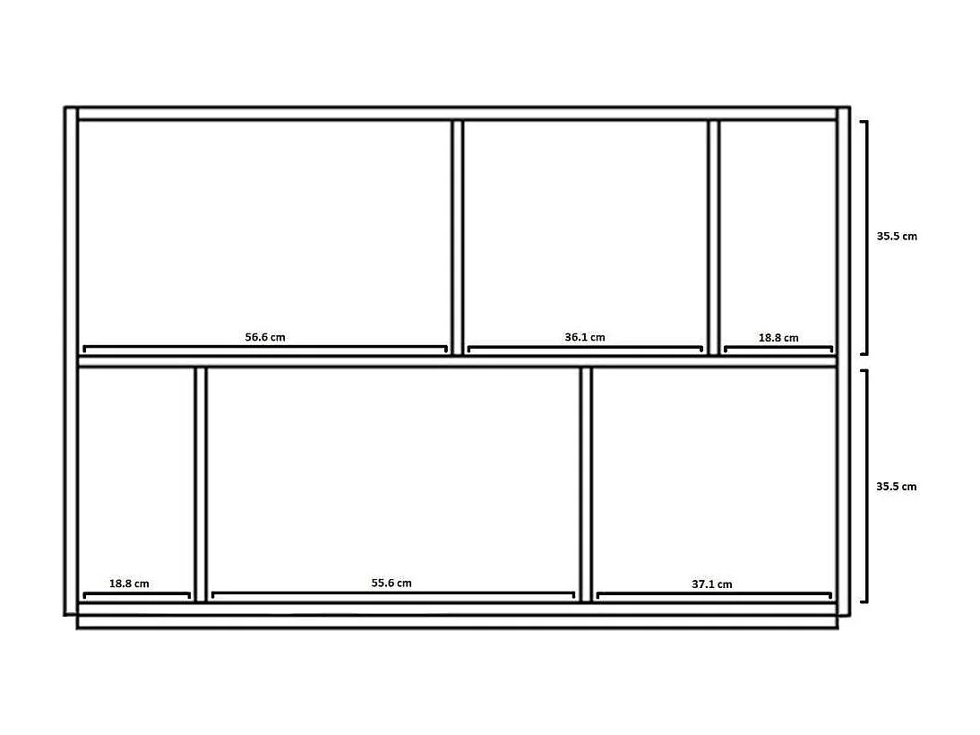 Estanteria 2 alturas modelo 547 acabado nogal. 80cm(alto), 119cm(ancho), 32cm(fondo).