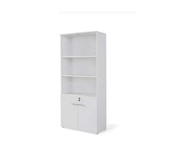 Armario alto con puertas bajas acabado blanco, 208.8 cm(alto)93 cm(ancho)42.5 cm(fondo) .