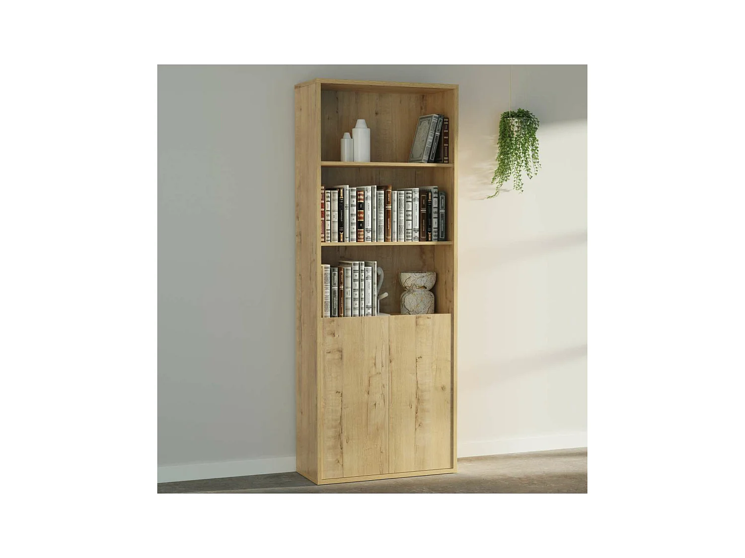 Estantería-1 dos puertas acabado roble gold, 196.5 cm(alto)75.5 cm(ancho)33 cm(fondo)..