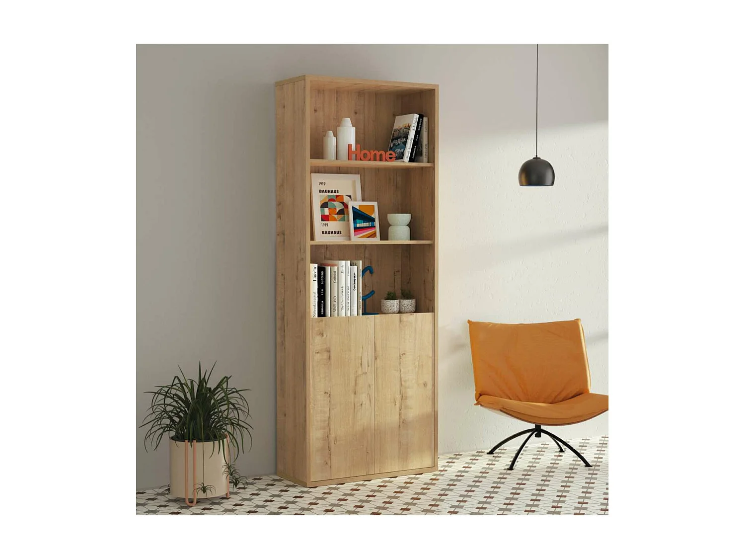 Estantería-1 dos puertas acabado roble gold, 196.5 cm(alto)75.5 cm(ancho)33 cm(fondo)..