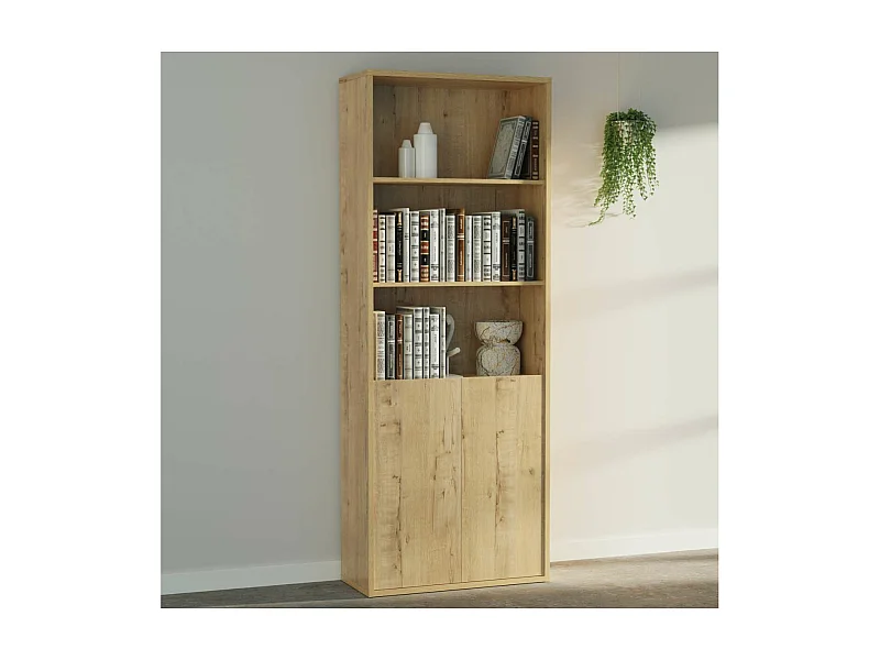 Estantería-1 dos puertas acabado roble gold, 196.5 cm(alto)75.5 cm(ancho)33 cm(fondo)..