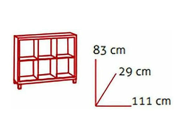 Estantería kubox 3x2 acabado maple, 83 cm(alto)111 cm(ancho)29 cm(fondo)