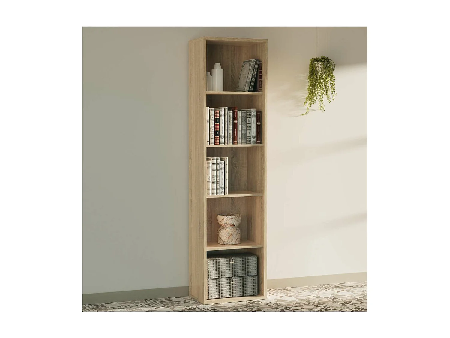 Estantería-3 cuatro estantes acabado roble gold, 196.5 cm(alto)51.5 cm(ancho)33 cm(fondo)