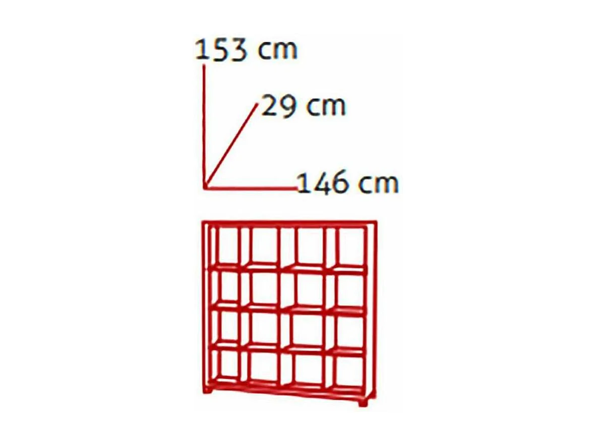 Estanteria grande kubox 4x4 acabado negro, 153 cm(alto)146 cm(ancho)29 cm(fondo)