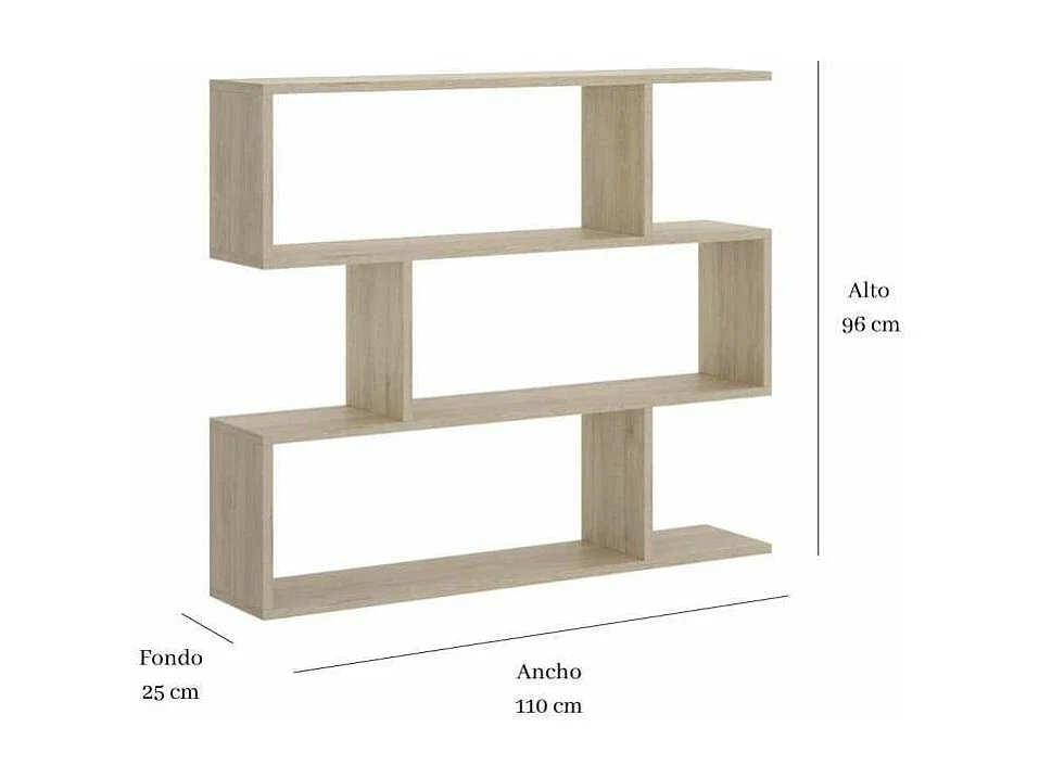 Estantería baja Ibros en roble natural 96 cm(alto)110 cm(ancho)25 cm(fondo). .