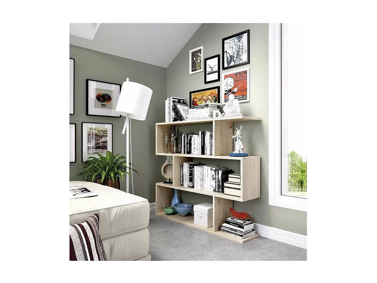 Estantería baja Ibros en roble natural 96 cm(alto)110 cm(ancho)25 cm(fondo). .