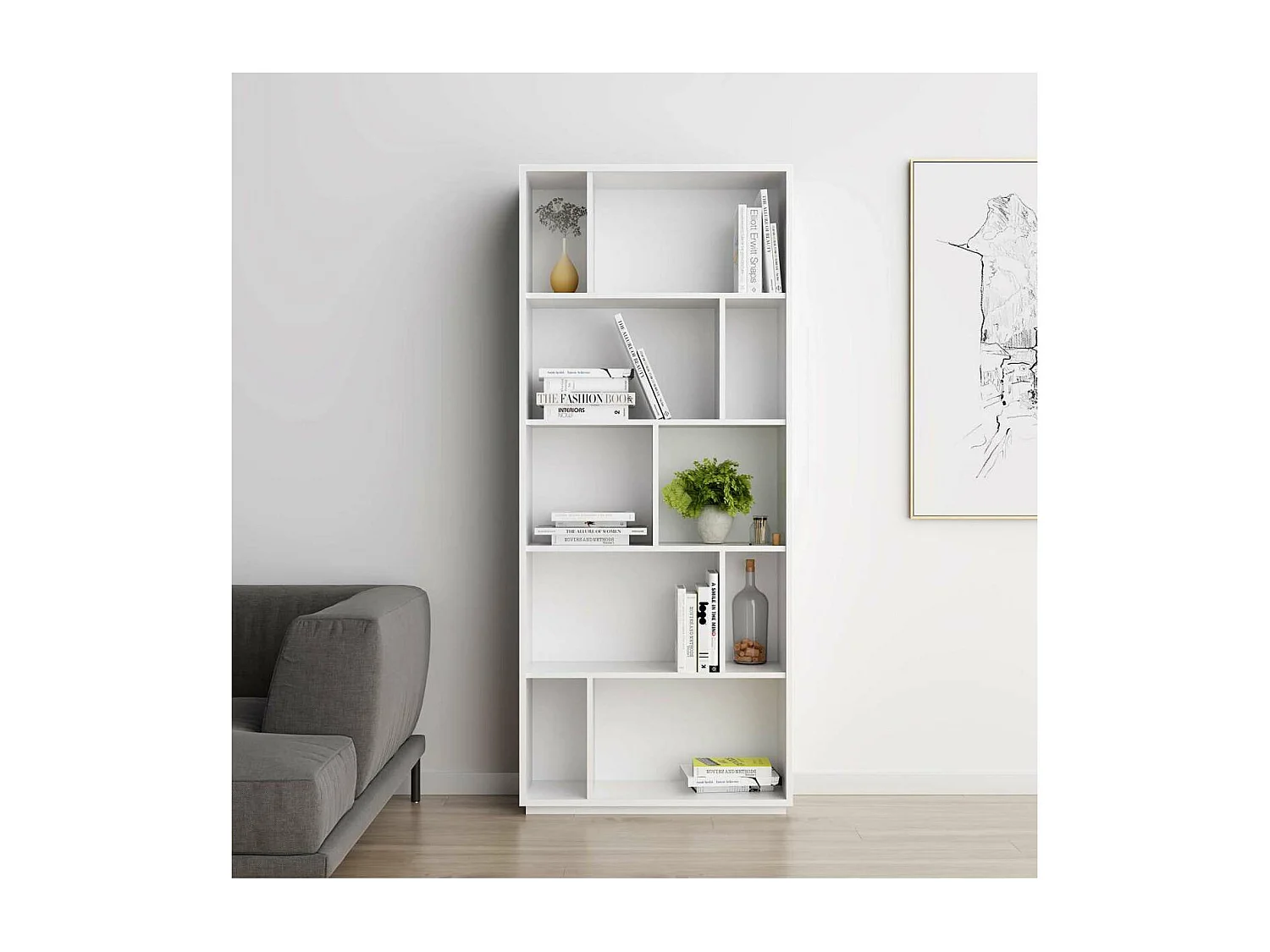 Estanteria 5 alturas modelo 545 acabado blanco. 191 cm(alto), 80 cm(ancho), 32 cm(fondo).