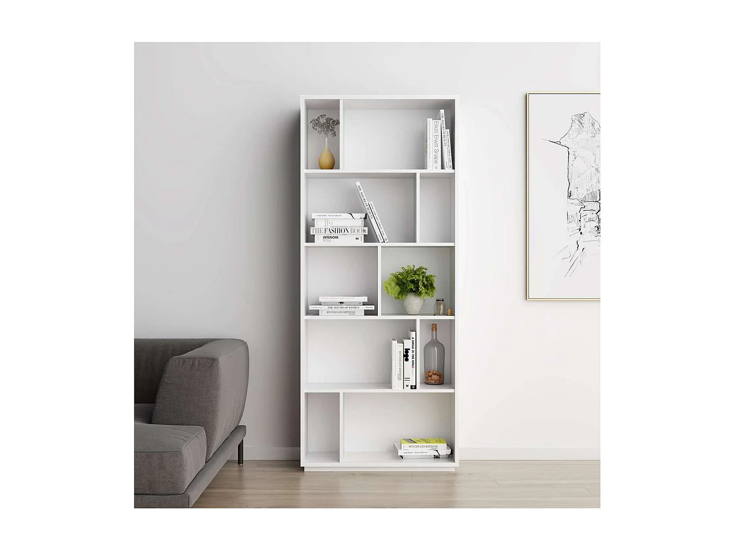 Estanteria 5 alturas modelo 545 acabado blanco. 191 cm(alto), 80 cm(ancho), 32 cm(fondo).