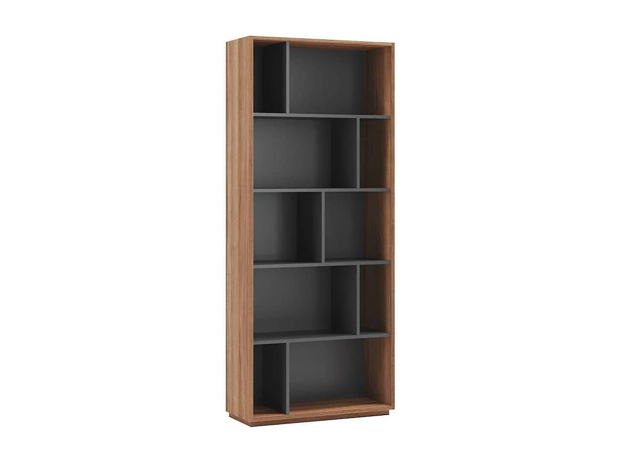 Estantería 5 alturas modelo 545 acabado nogal claro/grafito. 191 cm(alto), 80 cm(ancho),
