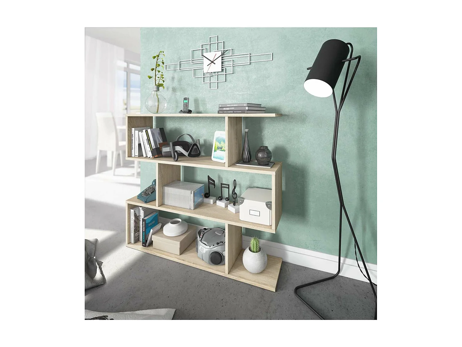 Estanteria Corea baja en roble canadian 97 cm(alto)110 cm(ancho)24 cm(fondo) .