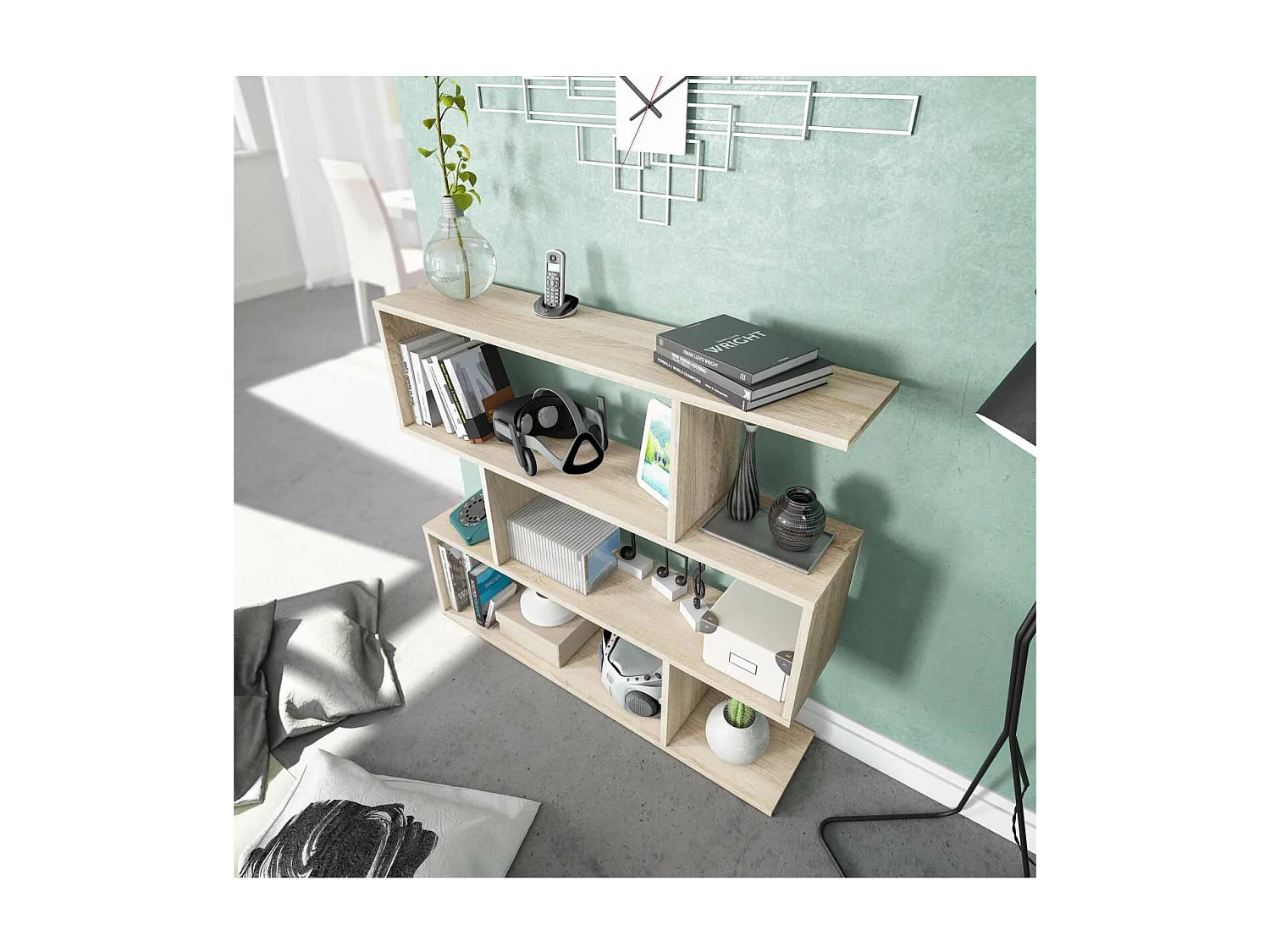 Estanteria Corea baja en roble canadian 97 cm(alto)110 cm(ancho)24 cm(fondo) .