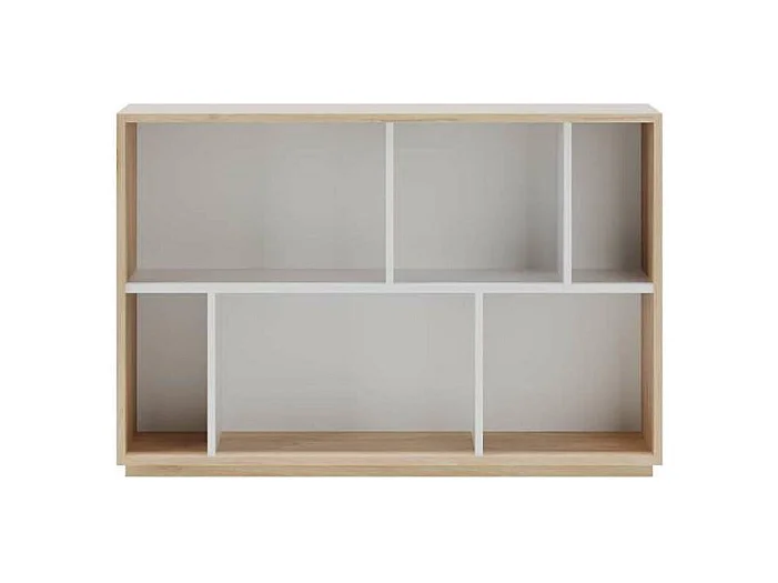Estantería 2 alturas modelo 547 acabado roble claro/blanco. 80cm(alto), 119cm(ancho), 32c