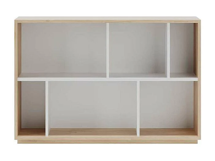 Estantería 2 alturas modelo 547 acabado roble claro/blanco. 80cm(alto), 119cm(ancho), 32c