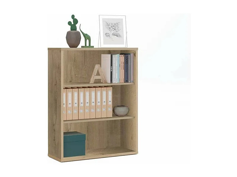 Estantería-4 tres estantes acabado roble gold, 99.5 cm(alto) 75.5 cm(ancho) 33 cm(fondo).