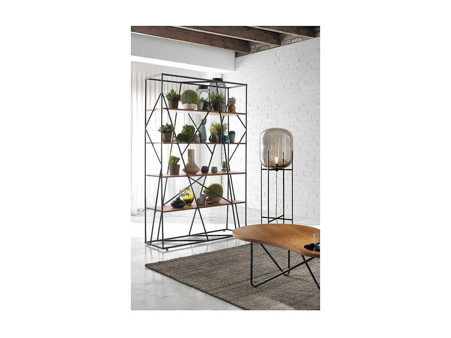 Estantería 4 baldas modelo Nereida acabado nogal, 110 x 40 x 180 cm (largo x ancho x alto