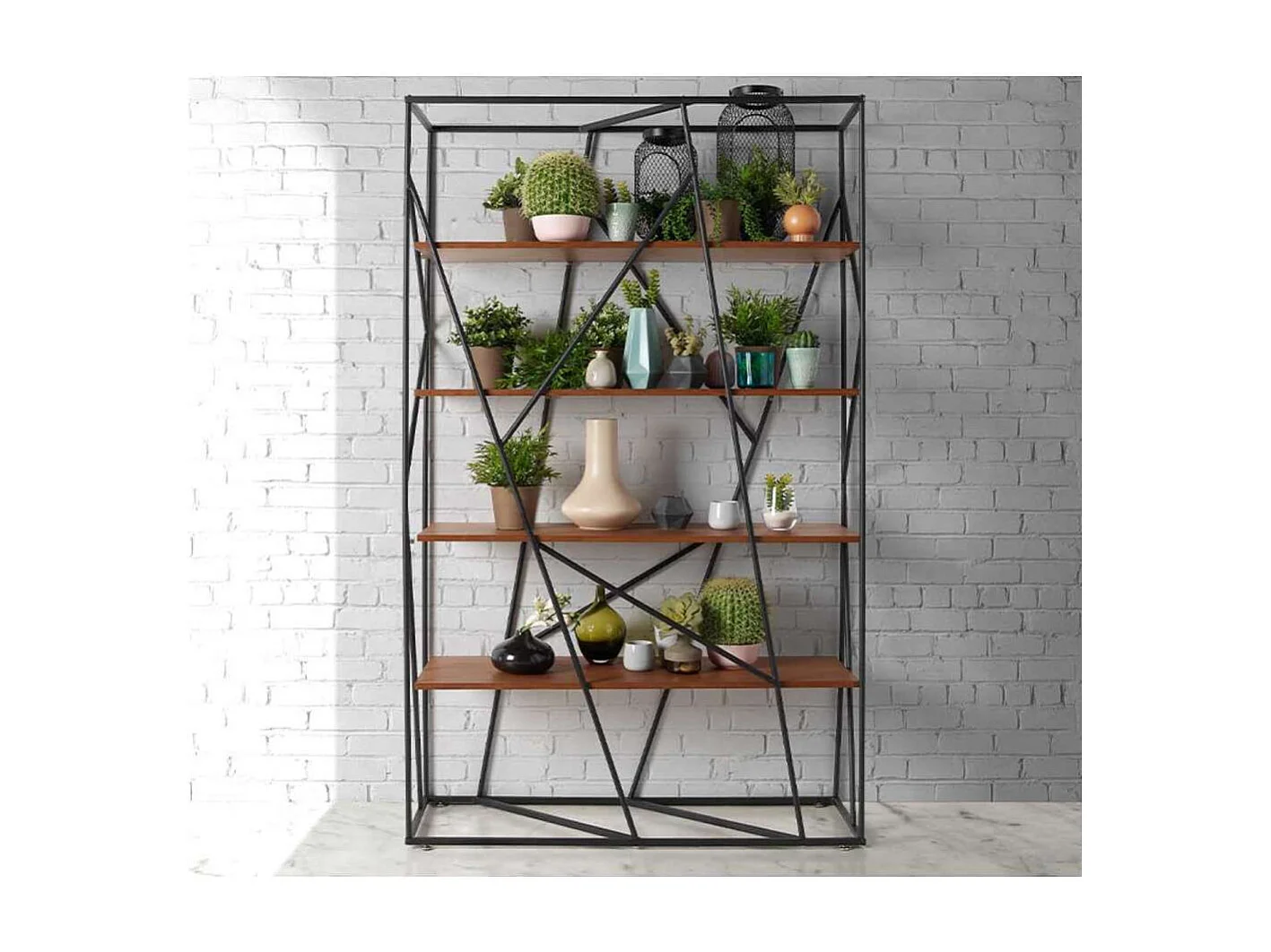 Estantería 4 baldas modelo Nereida acabado nogal, 110 x 40 x 180 cm (largo x ancho x alto