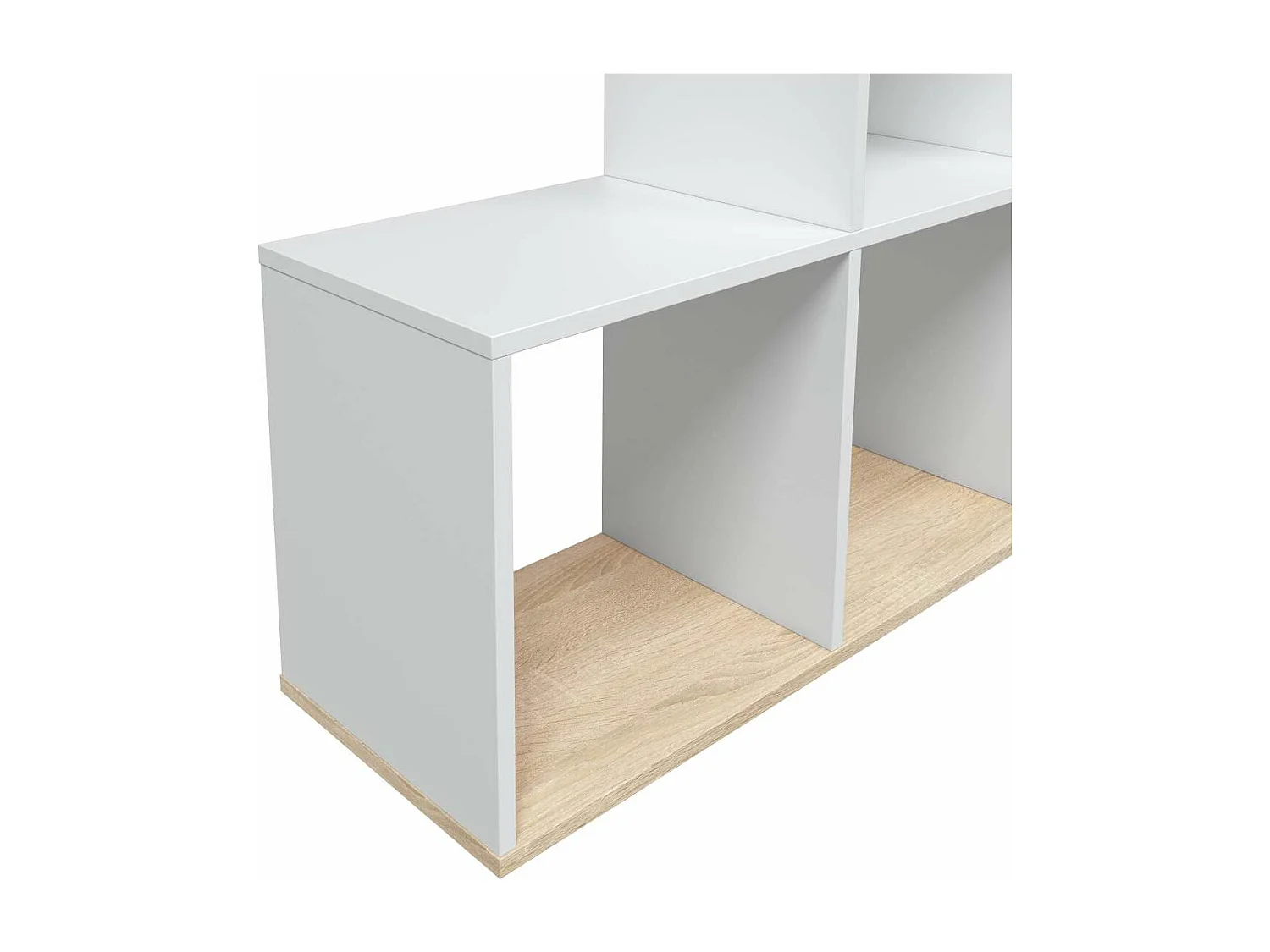 Estanteria baja Cantora en blanco artik y roble canadian, 110cm(alto) 108cm(ancho) 28cm(fo