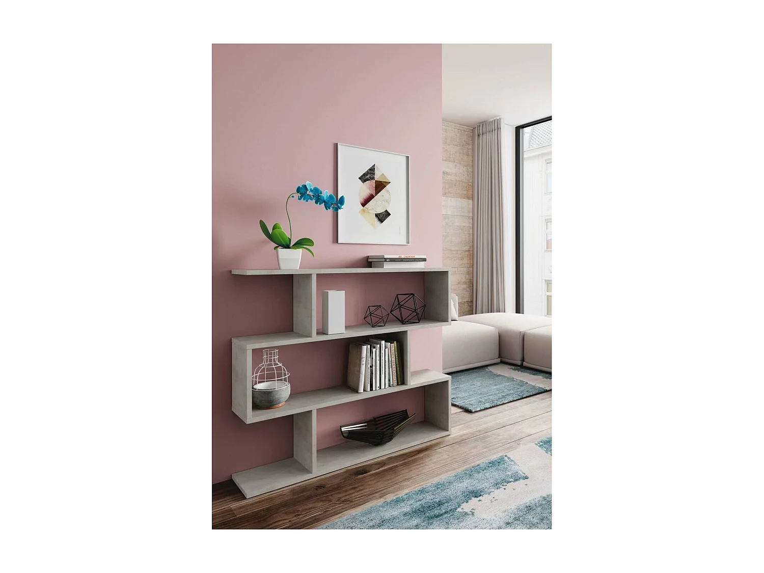 Estanteria Corea baja en color cemento 97 cm(alto)110 cm(ancho)24 cm(fondo) .