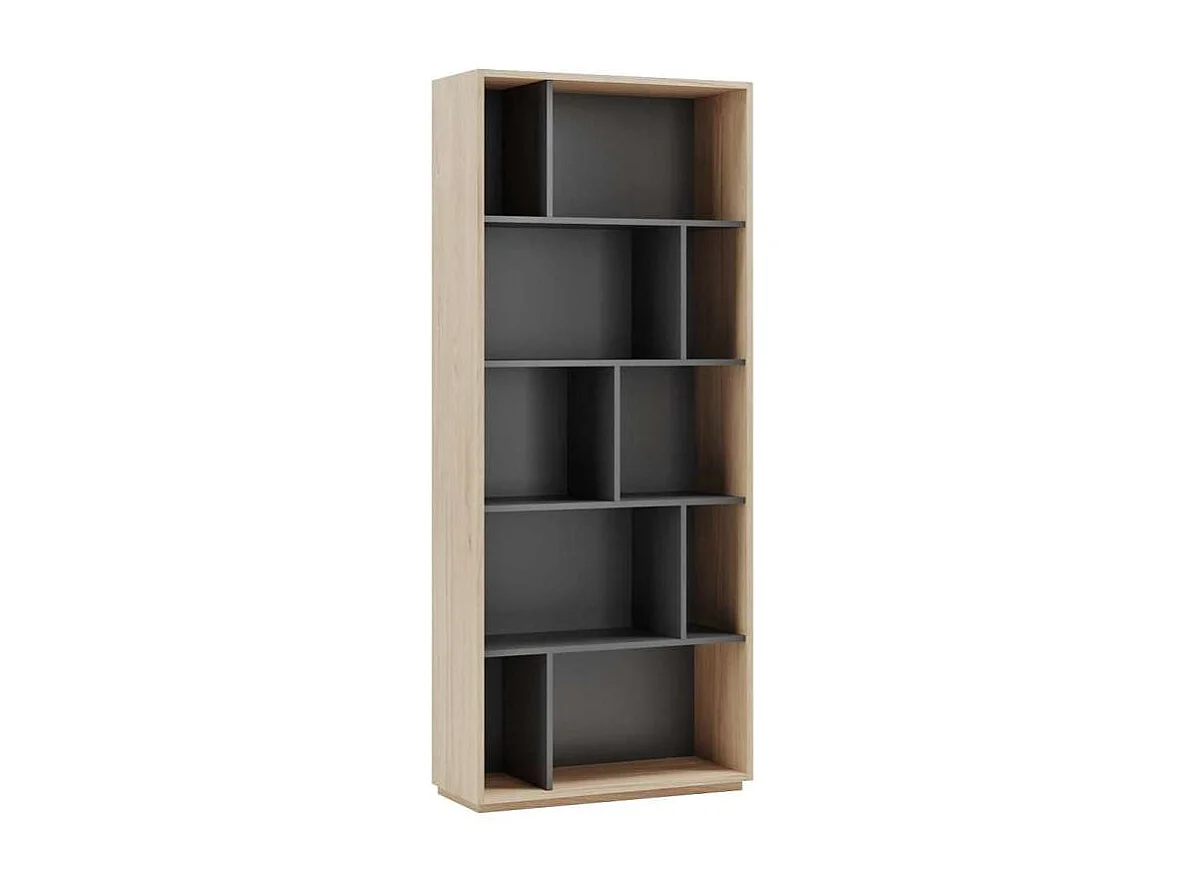 Estantería 5 alturas modelo 545 acabado roble claro/grafito. 191 cm(alto), 80 cm(ancho),