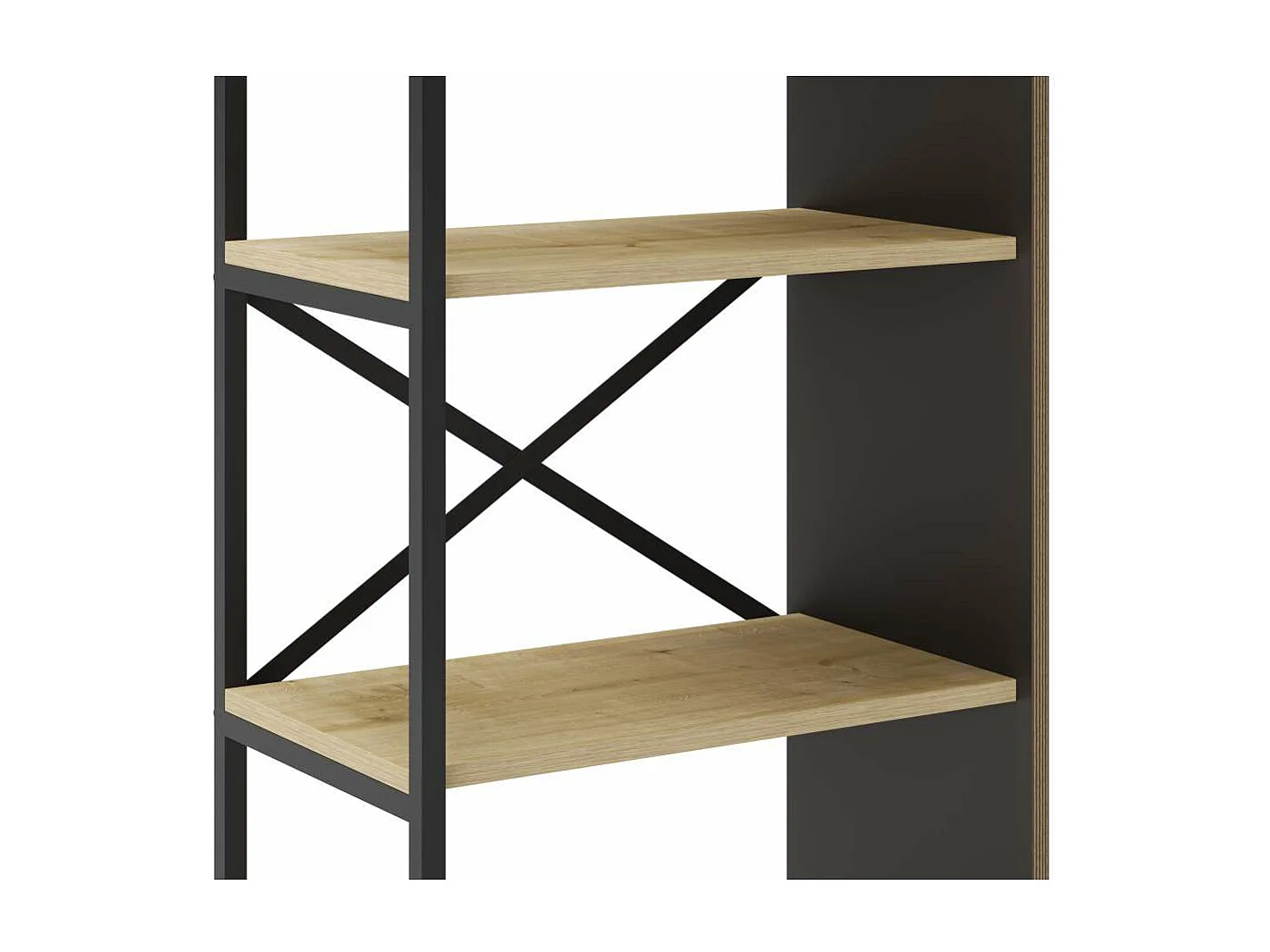 Estantería 5 estantes modelo Eva-58 acabado roble/negro, 175cm(alto) 58cm(ancho) 35cm(lar