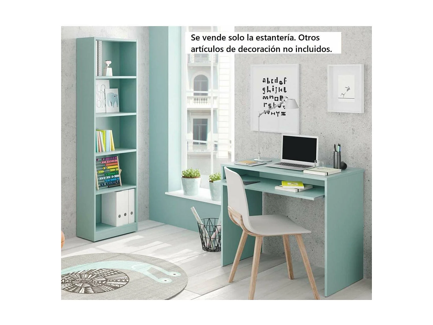 Estanteria seis baldas Children en verde 180 cm(alto)52 cm(ancho)25 cm(fondo). .