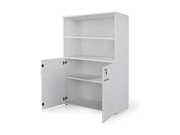 Armario mediano con puertas bajas para oficina o estudio acabado blanco, 141.6 cm(alto)93