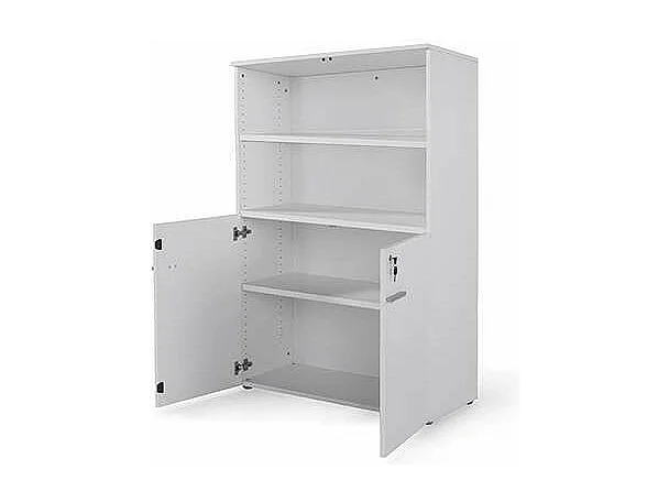 Armario mediano con puertas bajas para oficina o estudio acabado blanco, 141.6 cm(alto)93