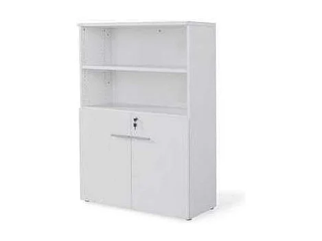 Armario mediano con puertas bajas para oficina o estudio acabado blanco, 141.6 cm(alto)93