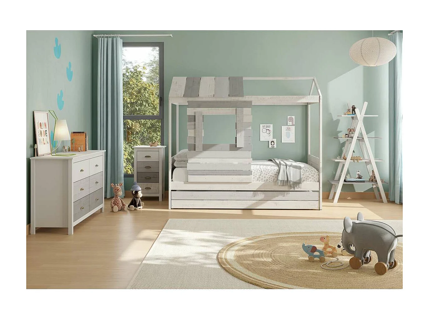 Estantería 4 estantes Lia acabado multicolor 146 cm(alto) 80 cm(ancho) 35 cm(largo).