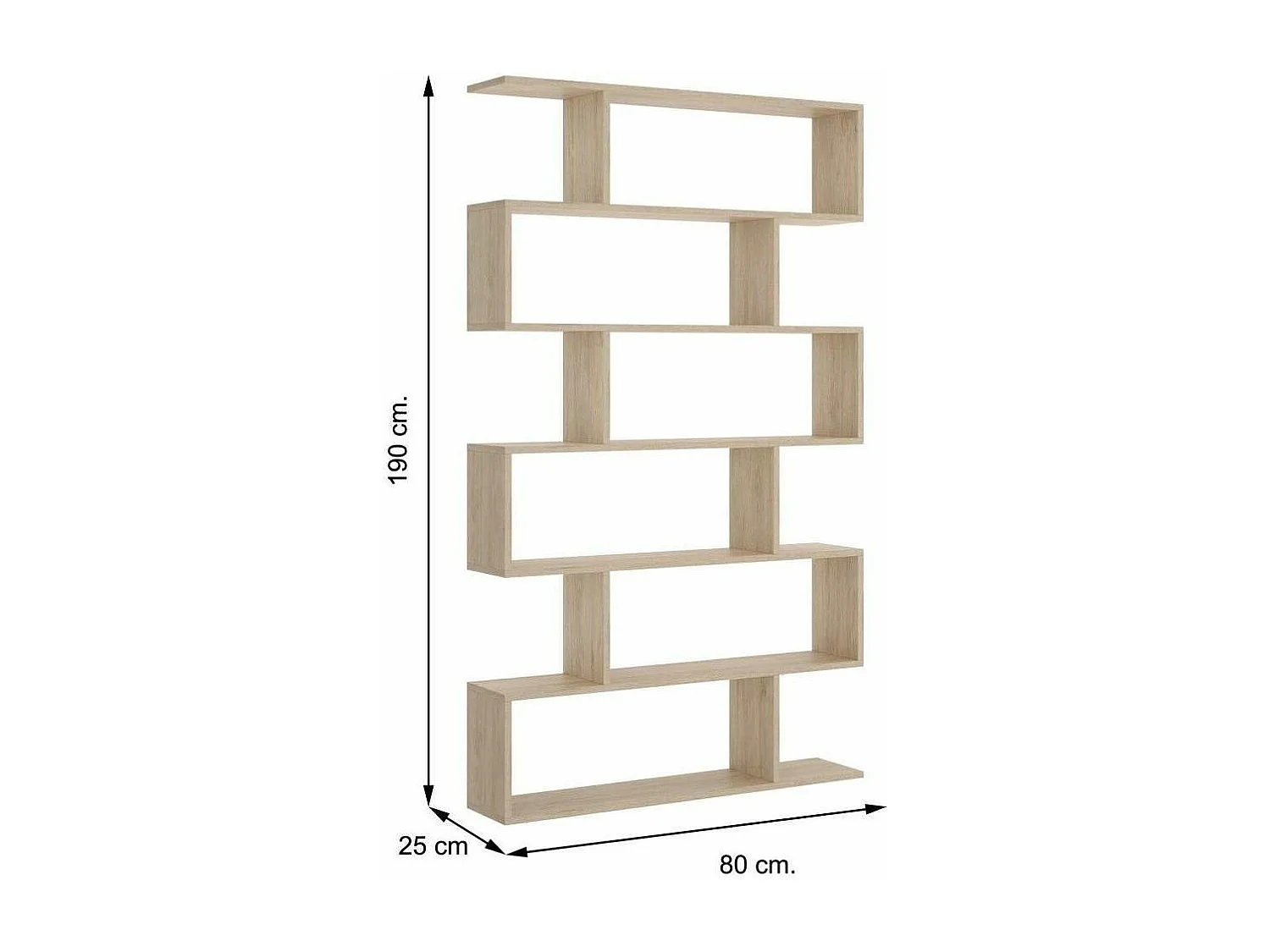 Estantería alta Ibros en natural 190 cm(alto)80 cm(ancho)25 cm(fondo).
