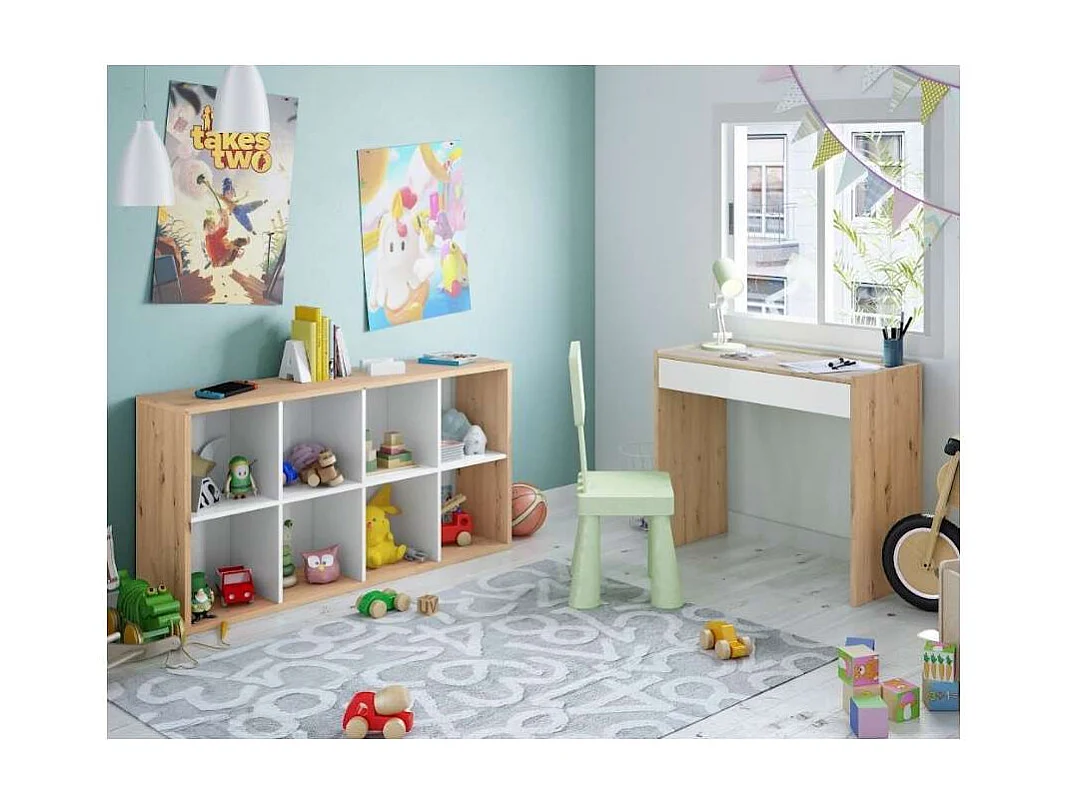 Estantería cubos acabado blanco artik/roble 137cm(alto) 71,5cm(ancho) 33cm(fondo).