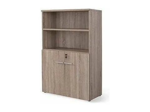 Armario mediano con puertas bajas para oficina o estudio acabado olmo claro, 141.6 cm(alto