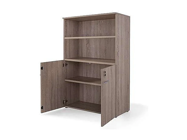 Armario mediano con puertas bajas para oficina o estudio acabado olmo claro, 141.6 cm(alto