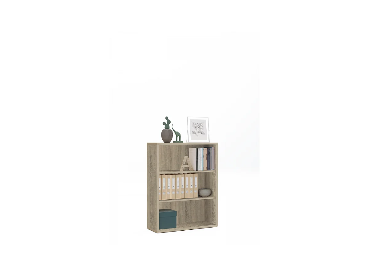 Estantería-4 tres estantes acabado roble cambrian, 99.5 cm(alto) 75.5 cm(ancho) 33 cm(fon