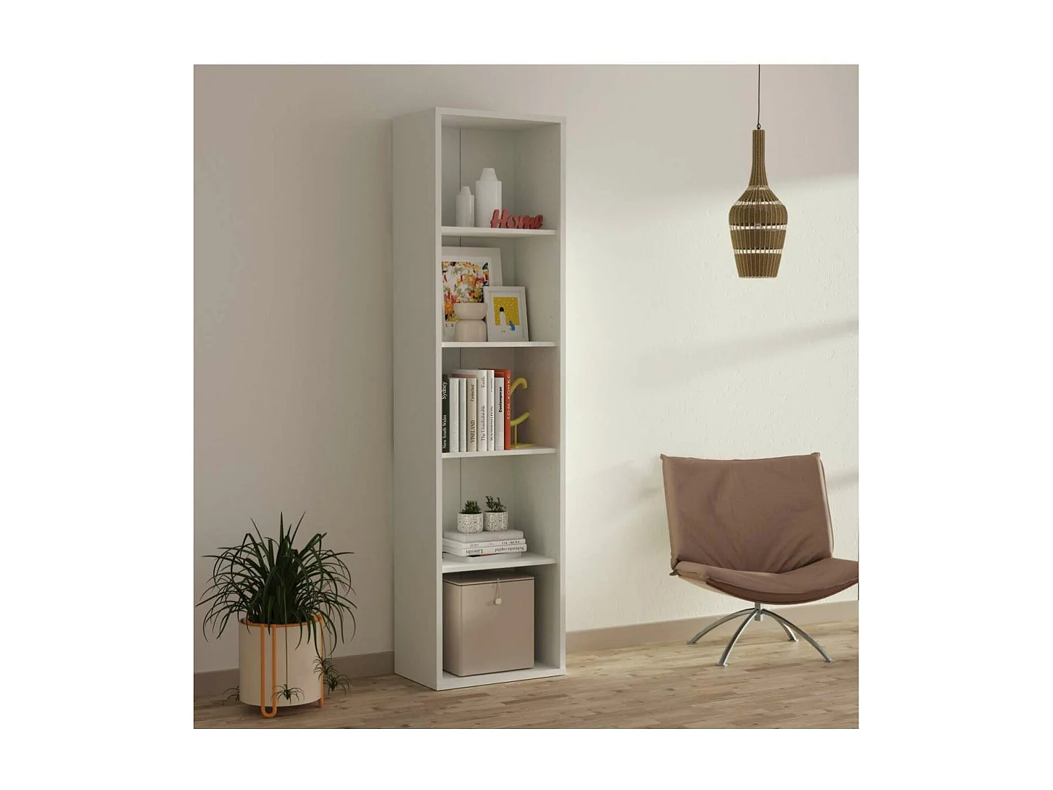 Estantería-3 cuatro estantes acabado blanco, 196.5 cm(alto)51.5 cm(ancho)33 cm(fondo)..