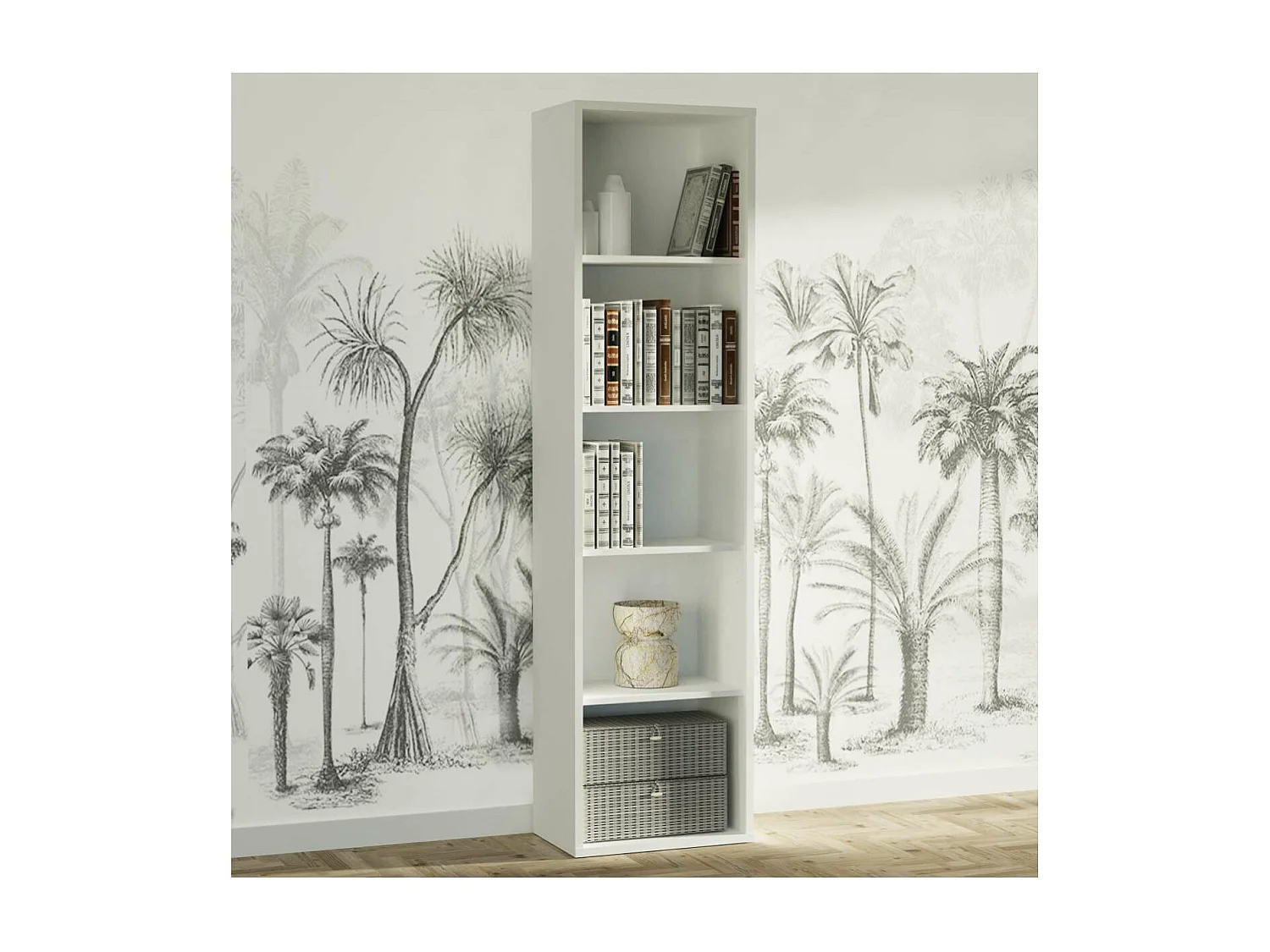 Estantería-3 cuatro estantes acabado blanco, 196.5 cm(alto)51.5 cm(ancho)33 cm(fondo)..