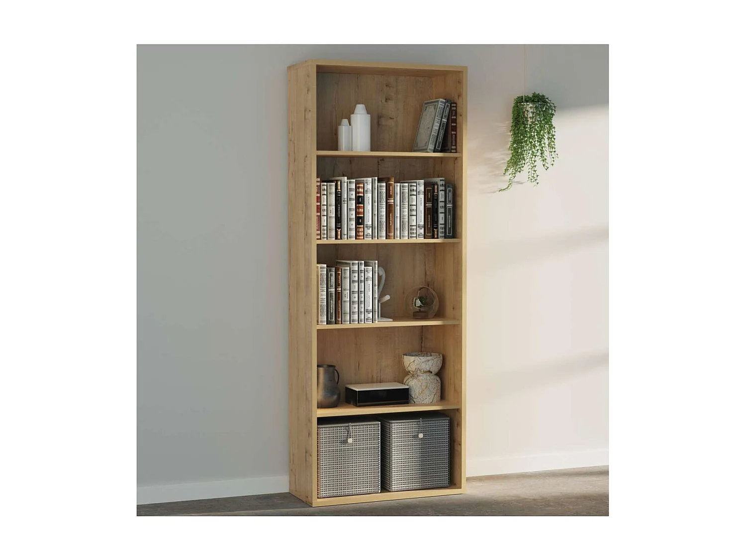 Estantería-2 cuatro estantes acabado roble gold, 196.5 cm(alto)75.5 cm(ancho)33 cm(fondo)