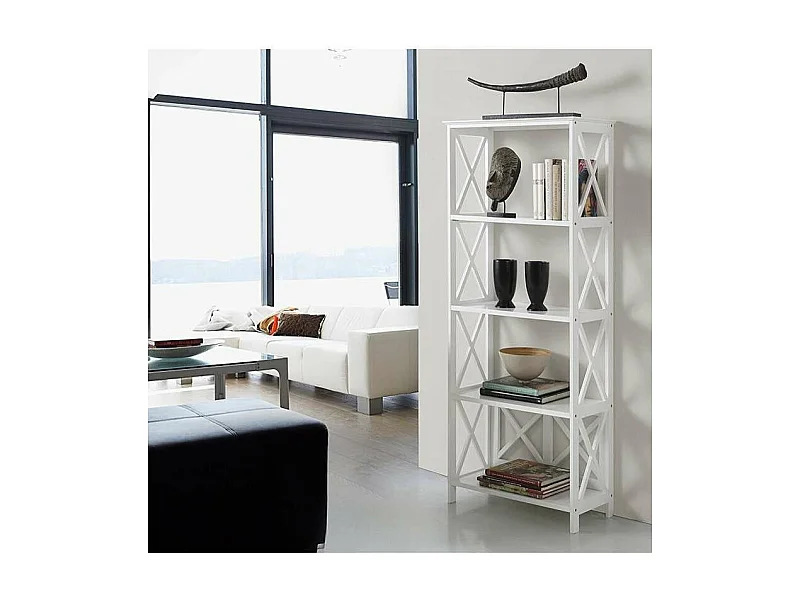 Estantería Victoria 5 baldas acabado blanco, 147cm(alto)60 cm(ancho)30 cm(fondo).