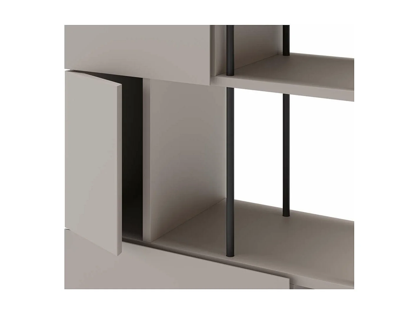 Estantería 5 puertas y estantes modelo Mallorca acabado crema/negro, 175cm(alto) 84cm(anc