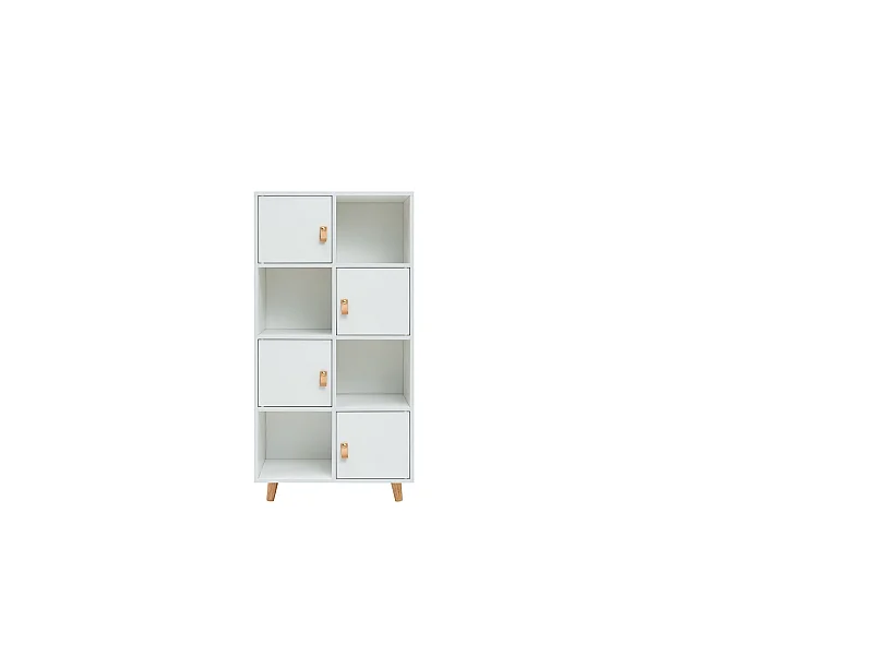 Estantería 4 puertas, 4 huecos acabado blanco, 119cm(alto) 60cm(ancho) 29cm(fondo). .