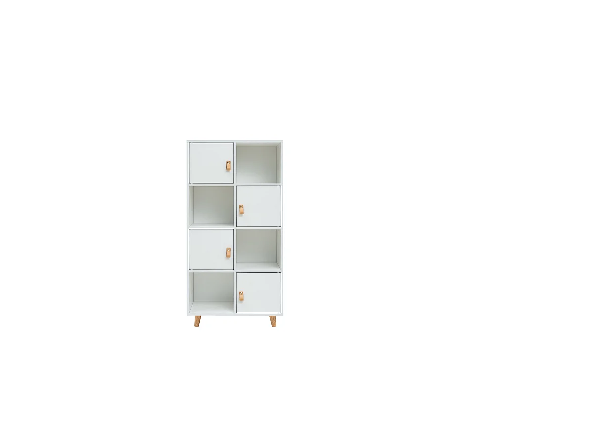 Estantería 4 puertas, 4 huecos acabado blanco, 119cm(alto) 60cm(ancho) 29cm(fondo). .