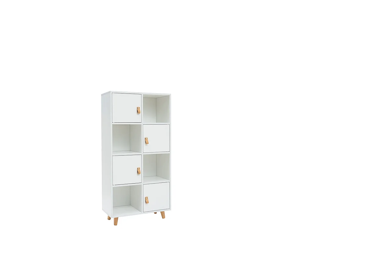 Estantería 4 puertas, 4 huecos acabado blanco, 119cm(alto) 60cm(ancho) 29cm(fondo). .