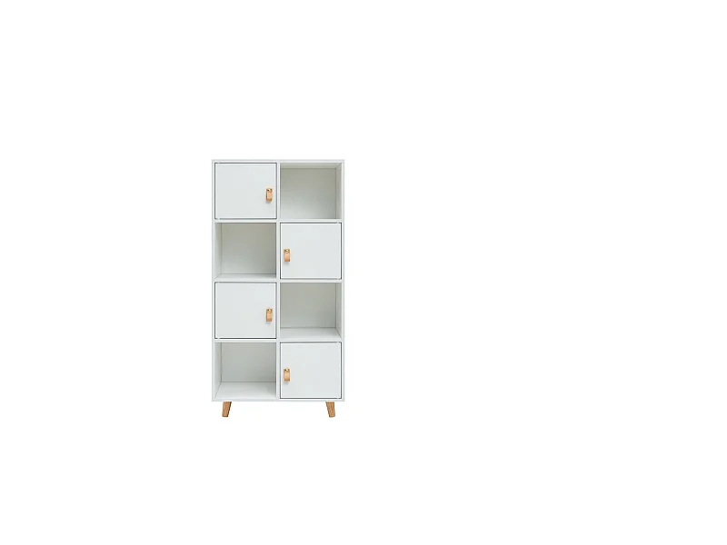 Estantería 4 puertas, 4 huecos acabado blanco, 119cm(alto) 60cm(ancho) 29cm(fondo). .