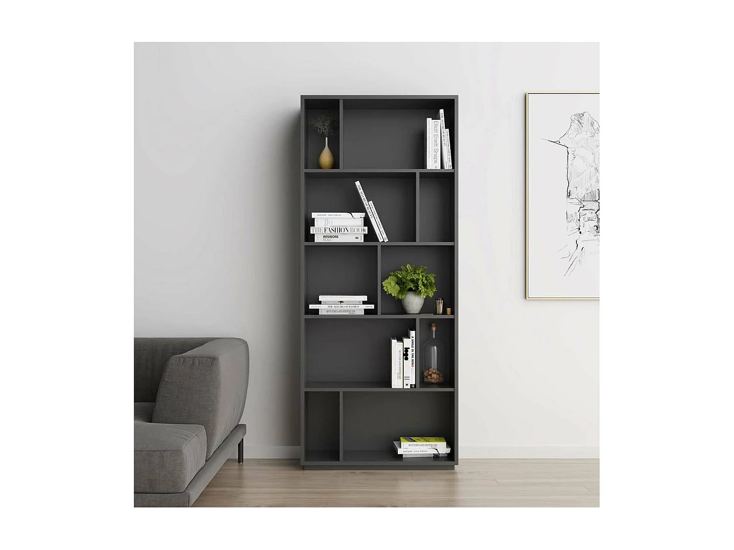 Estanteria 5 alturas modelo 545 acabado grafito. 191 cm(alto), 80 cm(ancho), 32 cm(fondo).